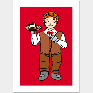 Cute chibi waiter Posters and Art